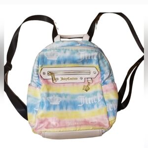 Juicy Couture Tiedye Pastel Rainbow Backpack W/ Crown Charm & Rhinestones